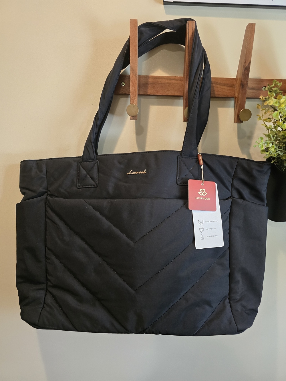 🍒 Loveyook Black Quilted Everyday Tote